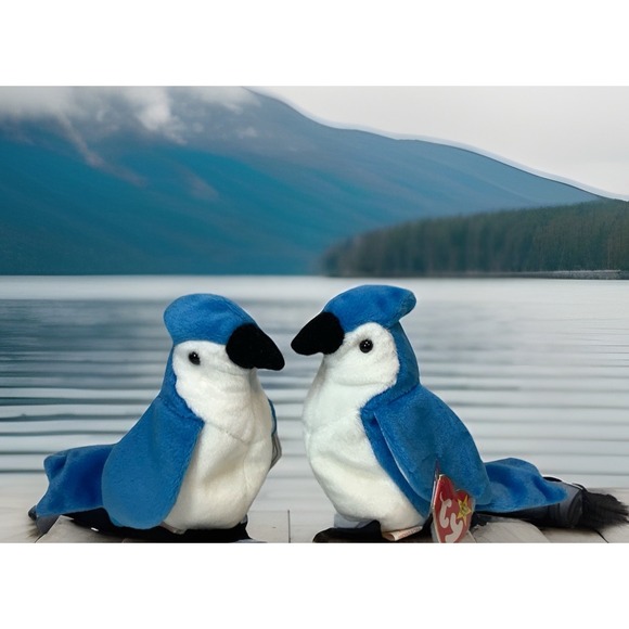 Lot of 2 - Ty Beanie Baby Rocket the Blue Jay w/ Original Tags NWT - Picture 1 of 2